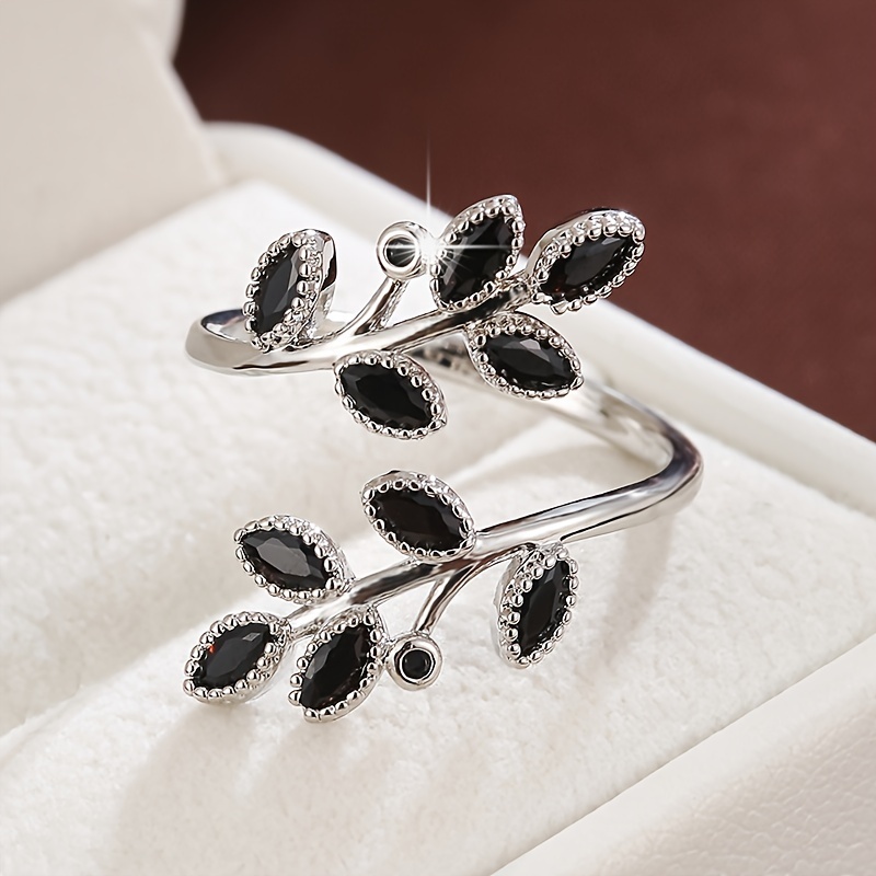 Women's Adjustable Rustic Branch Design Ring with Zirconia
